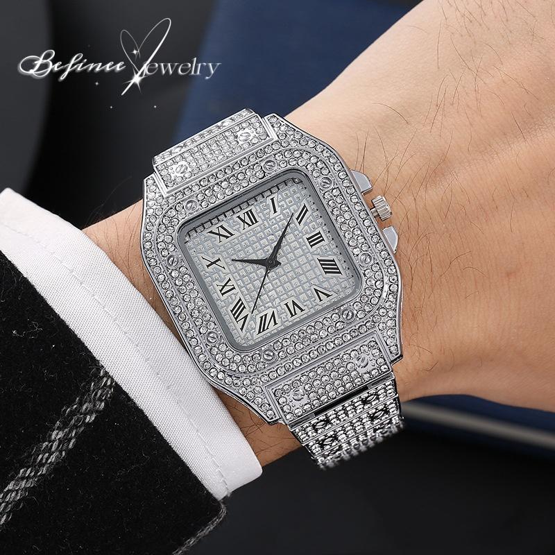 Mens and  Womens 18K gold plated Watches Luxury Unisex   Iced-out Bling CZ Fashion Quartz  Watch