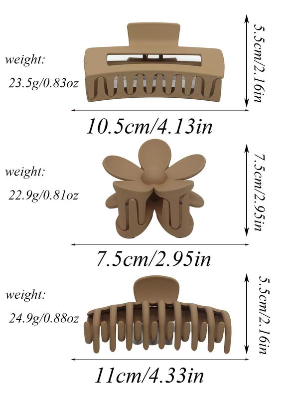 2024 New Style Flower Design Hair Claw Set, 3 Counts Casual Versatile Hair Accessories for Women, Minimalist Headwear Suitable for Thick Hair Hairstyles Ideas