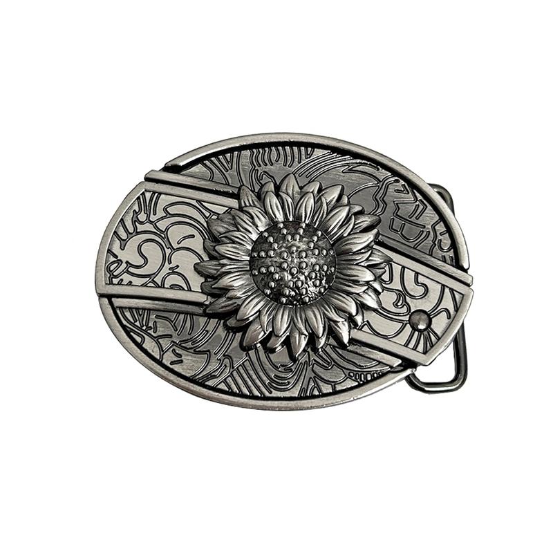 INDIVIDUAL BUCKLES Oval removable western cowboy cowgirl Belt Buckle sunflower & cow Western Fashion