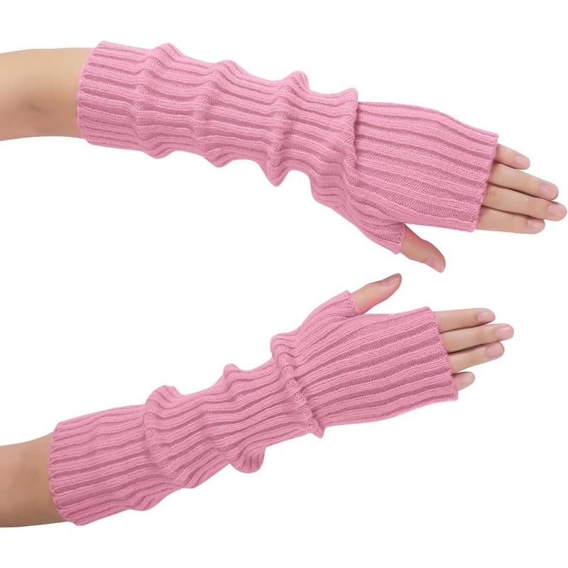 Arm Warmers, Fashion Winter Long Fingerless Gloves Knit Mitten Gloves Arm Sleeves for Women with Thumb Hole