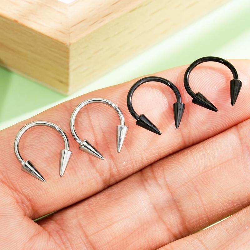 Oufer 16G 4PCS Spike Ends Septum Ring Circular Barbell