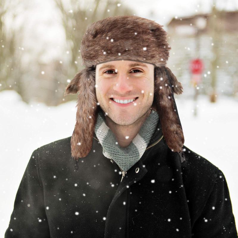 Cozy Chic Winter Wonderland Hat: Faux Fur Reflective Aviator Trapper Cap - Stay Warm & Safe on Snowy Adventures