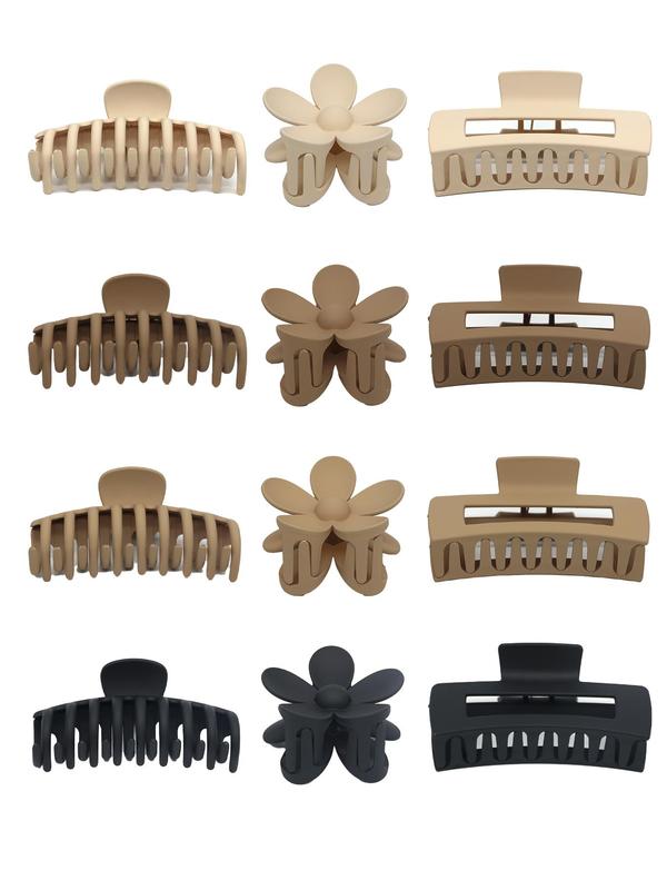 2024 New Style Flower Design Hair Claw Set, 3 Counts Casual Versatile Hair Accessories for Women, Minimalist Headwear Suitable for Thick Hair Hairstyles Ideas