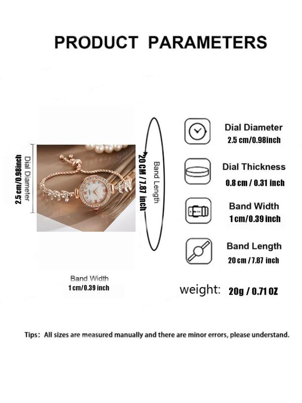 Women's Elegant Rhinestone Decorated Quartz Slider Watch, Exquisite Trendy Wristwatch, Fashionable Watch for Women As Gift with Box