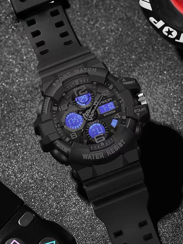 Minimalist Sporty Digital Watches for Men, Fashionable Glow in The Dark Multi-function Electronic Watch for Men, 2024 New Trendy All-match & Exquisite Watch for Birthday Gift, Boyfriend Gifts with Box