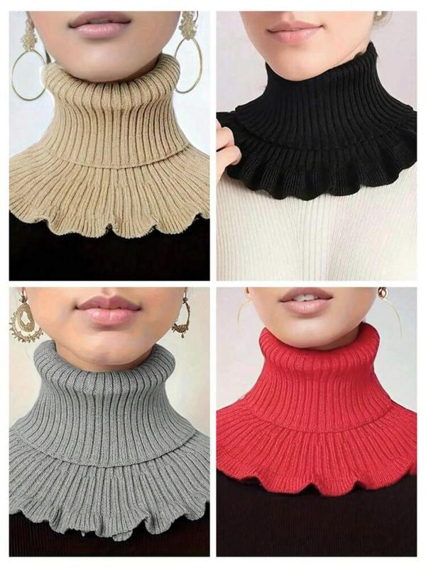 Women's Solid Color Turtle Neck Scarf, 2024 New Style Casual Fashion Warm High Neck Scarf for Fall & Winter, Women's  Windproof Scarf for Daily Wear Dainty Gift for Your Love