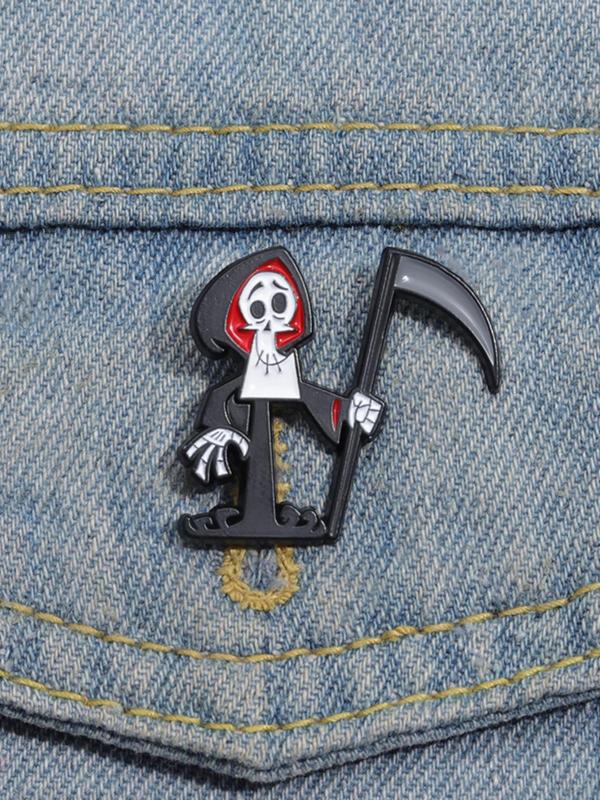 Punk Style Grim Reaper Design Brooch, Enamel Brooch Pin, Fashion Clothes Accessories for Men & Women