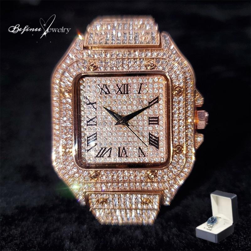 Mens and  Womens 18K gold plated Watches Luxury Unisex   Iced-out Bling CZ Fashion Quartz  Watch