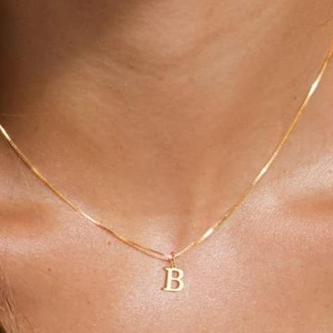 FOXGIRL Gold Initial  Necklaces for Women, Dainty Gold Letter Necklaces Tiny A-Z Pendant Choker Necklaces Trendy Cute Personalized For BlackFriday