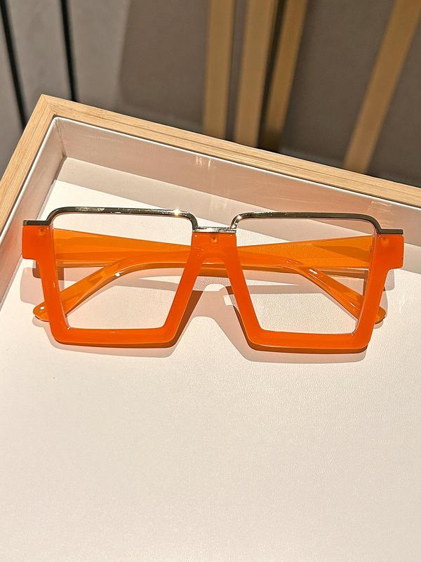 Unisex Simple Style Plain Color Square Eyeglasses, Trendy Casual Eyeglasses for Everyday Use, Fashion Accessories for Outdoor Activities