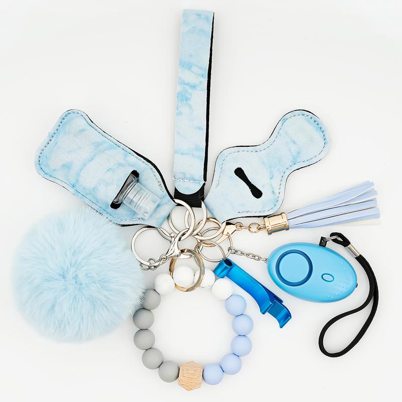 [Black Friday Sale] 2024 Keychain Set for Women with Personal Safety Alarm, Opener & Pompom - Safety Keychain Accessories 9 Pcs Perfect for Valentine's Day, Mother's Day, Christmas Day or Bestie Gifts.