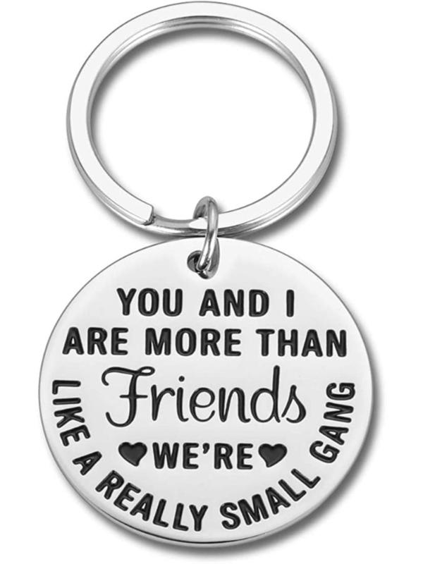 Fashion Letter Pattern Round Shaped Keychain, Stainless Steel Keychain for Women & Men, Trendy All-match Keychain for Birthday Gift