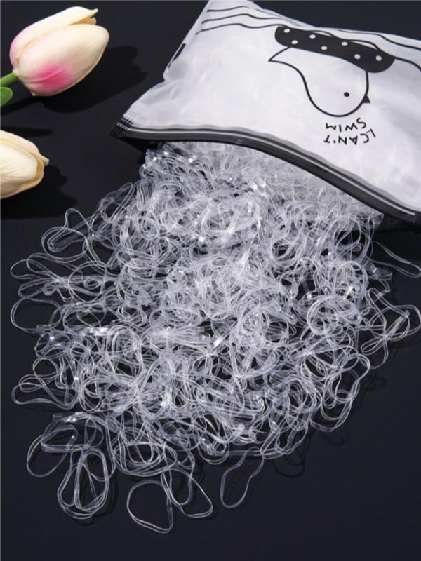 Disposable Plain Rubber Bands, 1000pcs Simple High Stretch Durable Hair Ties, Casual Versatile Hair Accessories for Women and Girls