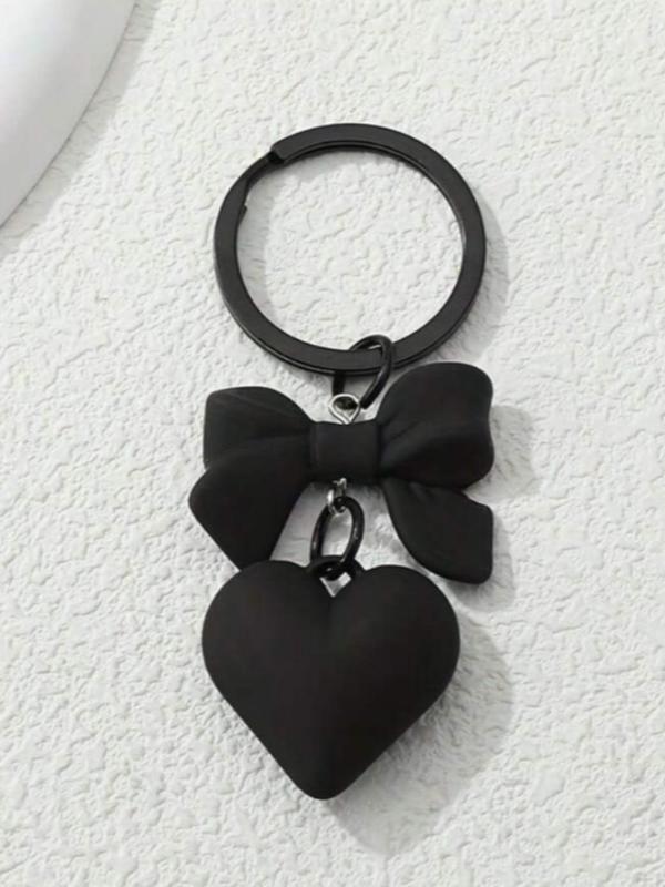 Heart Shaped Keychain, Cute Bow Decor Keychain for Women & Girls, Fashion Accessories for Daily Use, Trendy All-match & Exquisite Keychain for Birthday Gift