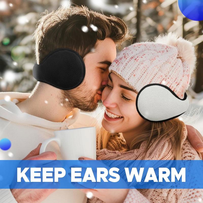 Winter Ear Muffs for Men Women Fleece Ear Warmers for Cold Weather Running-Behind the Head Earmuffs Adjustable