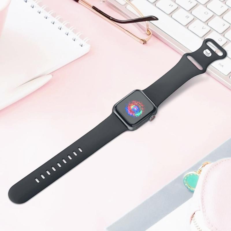 Sport Band Compatible with Apple Watch Bands 38mm 40mm 41mm 42mm 44mm 45mm 49mm,Soft Silicone Strap Compatible for Apple Watch Series 9 Ultra 8 7 6 5 4 3 2 1 SE Men Women Black 38 40 41MM