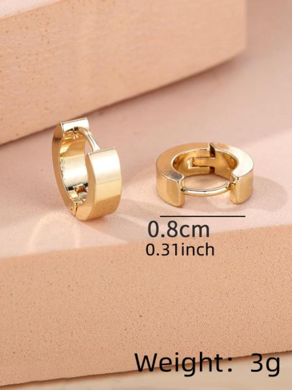 1 Pair Simple Design Plain Hoop Earrings, Minimalist Casual Solid Color Hoop Earrings, Stainless Steel Jewelry for Men and Women