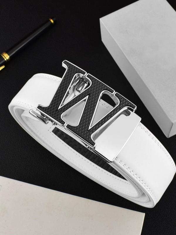 Men's Fashion Letter Design Automatic Buckle Belt, Casual Waistband for Jeans Trousers, Business Casual Accessories for Daily Wear