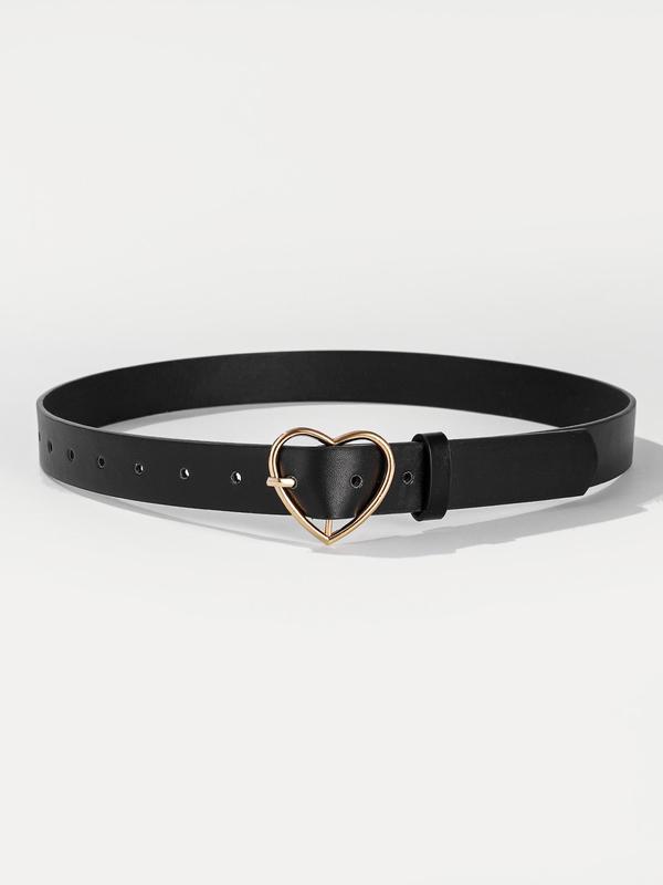 Women's Elegant Heart Design PU Buckle Belt, Trendy Vintage Minimalist Belt, Chic All-match Clothes Accessories for Daily Decor