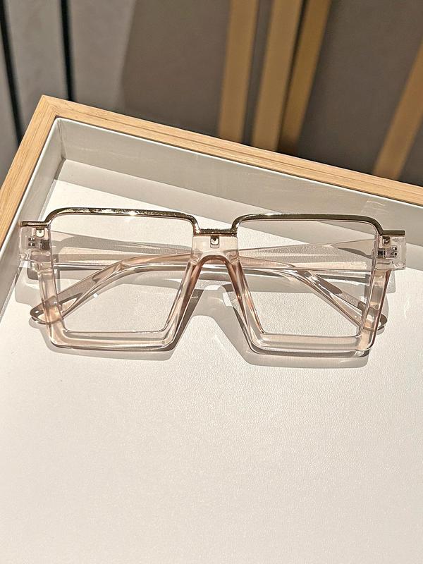 Unisex Simple Style Plain Color Square Eyeglasses, Trendy Casual Eyeglasses for Everyday Use, Fashion Accessories for Outdoor Activities