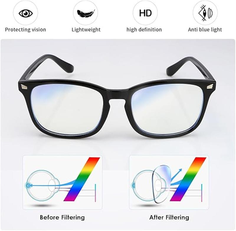 2 Pack Blu-Ray Glasses Glasses, Computer Gaming Screen Glasses, Women Men Frame Square Eyeglasses