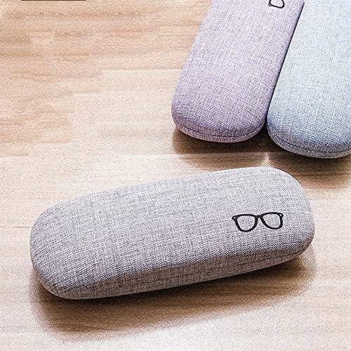 3Pack Hard Shell Eyeglasses Case Protector Linen Fabrics Large Glasses Case Concise