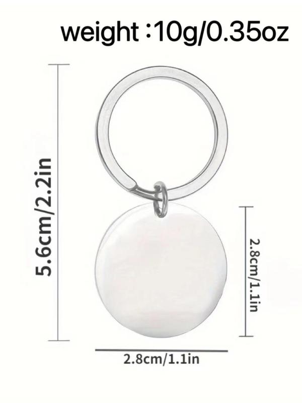 Fashion Letter Pattern Round Shaped Keychain, Stainless Steel Keychain for Women & Men, Trendy All-match Keychain for Birthday Gift