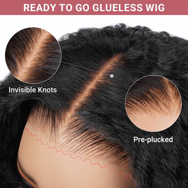 West Kiss Short Kinky Curly Ready Go Glueless Wigs Pre Cut Pre Bleached 7x4 Closure Wig 250% Density Human Hair Wig Pre Plucked 13x4 Lace Front Wigs