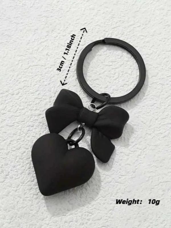 Heart Shaped Keychain, Cute Bow Decor Keychain for Women & Girls, Fashion Accessories for Daily Use, Trendy All-match & Exquisite Keychain for Birthday Gift