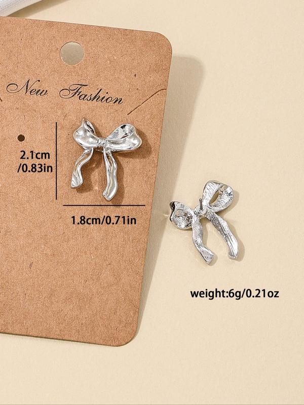 Women's Elegant Bow Design Stud Earrings, Cute Stud Earrings for Women & Girls for Party, Daily Decor, Trendy All-match Vintage Jewelry As Birthday Gift Fall