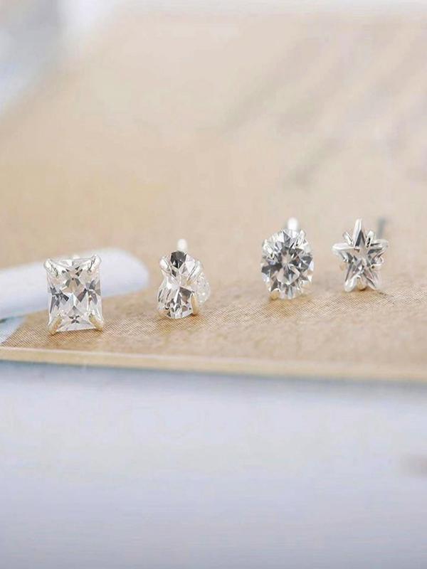 Rhinestone Decor Heart & Star Design Nose Studs, Nose Studs Piercing Jewelry for Women Girls, Nose Stud for Daily Wear, Body Jewelry for Party, Daily Decor