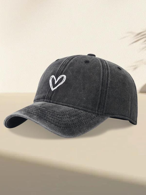 Letters & Heart & Bowknot Embroidered Baseball Cap, Casual Sportive Adjustable Baseball Cap, Street Style Dad Hat, Summer Sun Protection Cap for Men & Women, Outdoor Sun Hat