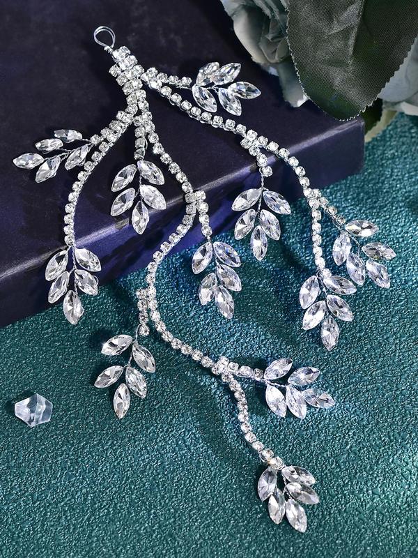 Elegant Rhinestone Decorated Leaf Design Headband, Exquisite Trendy Bridal Headwear, Fashionable Hair Accessories for Wedding Party Decoration