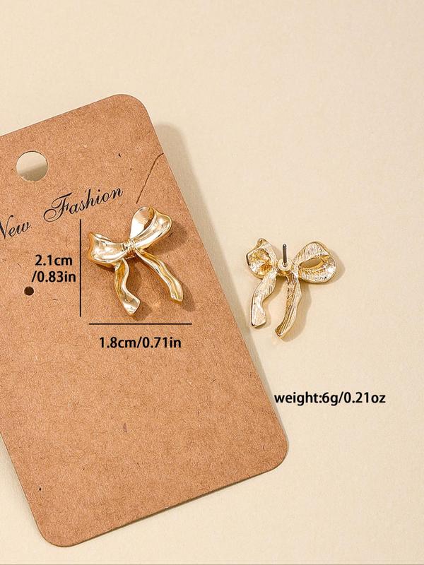 Women's Elegant Bow Design Stud Earrings, Cute Stud Earrings for Women & Girls for Party, Daily Decor, Trendy All-match Vintage Jewelry As Birthday Gift Fall