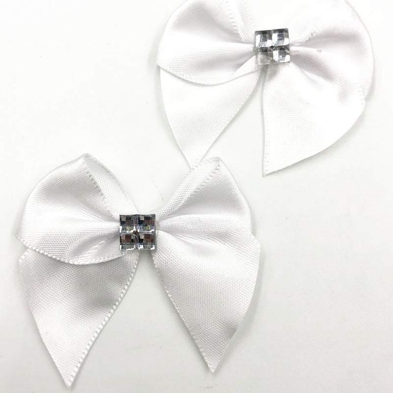 40PC Satin Bows With Rhinestone