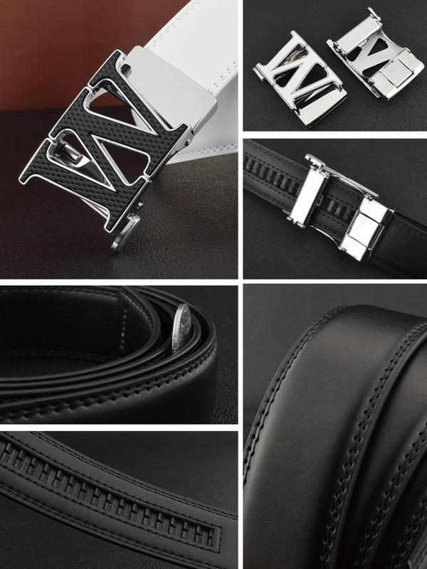 Men's Fashion Letter Design Automatic Buckle Belt, Casual Waistband for Jeans Trousers, Business Casual Accessories for Daily Wear