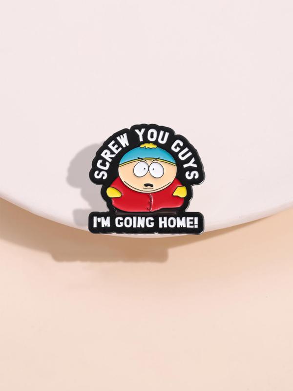 Cute Cartoon & Letter Design Alloy Brooch, Kawaii Enamel Pin for Daily Clothing Decor, Trendy All-match & Exquisite Brooch for Birthday Gift