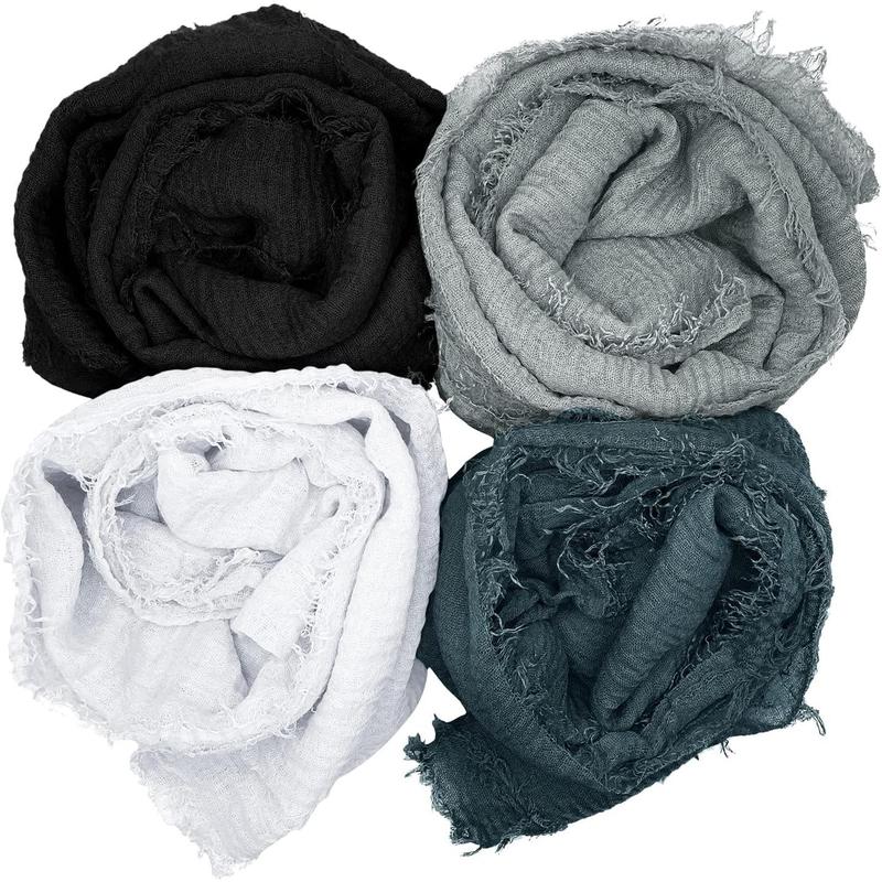 4PCS Women Soft Cotton Hemp Scarf Shawl Long Scarf, Scarf and Wrap, Big Head Scarf