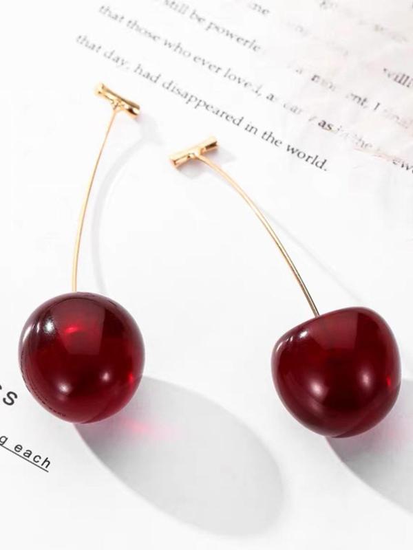 1 Pair Cute Cherry Design Dangle Earrings, Fashionable Jewelry for Women & Girls, Fashion Jewelry for Party, Daily Clothing Decor, Trendy All-match & Exquisite Jewelry for Birthday Gift