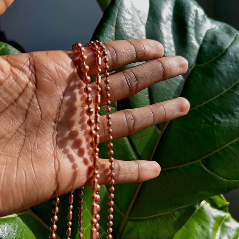 Pure Copper Anklets with Ball Chain Collector, Raw Copper Jewlery