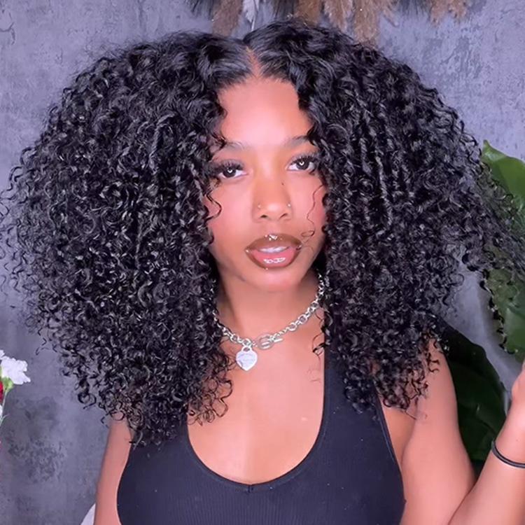 West Kiss Short Kinky Curly Ready Go Glueless Wigs Pre Cut Pre Bleached 7x4 Closure Wig 250% Density Human Hair Wig Pre Plucked 13x4 Lace Front Wigs