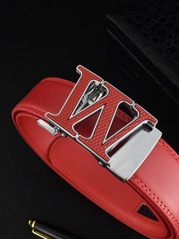 Men's Fashion Letter Design Automatic Buckle Belt, Casual Waistband for Jeans Trousers, Business Casual Accessories for Daily Wear