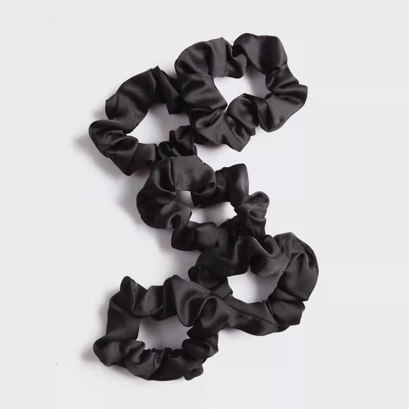 Kitsch Satin Hair Scrunchies for Women - Softer Than Silk Hair | Satin Girls | Satin Hair Ties for Women | Silk Hair Ties No Damage | Silk Ponytail Holders, 5 pcs (Black)