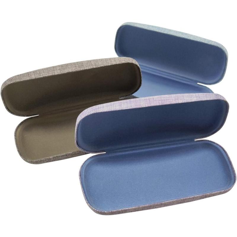 3Pack Hard Shell Eyeglasses Case Protector Linen Fabrics Large Glasses Case Concise