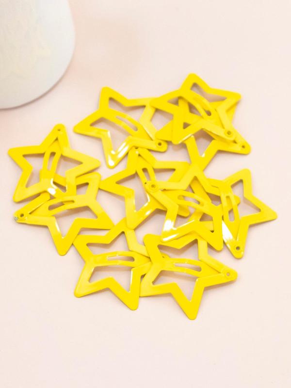 Cute Star Design Y2k Hair Clips, 10pcs Minimalist Casual Plain Hair Clips, Fashion Kawaii Hair Accessories for Girls & Women for Hairstyle Decor