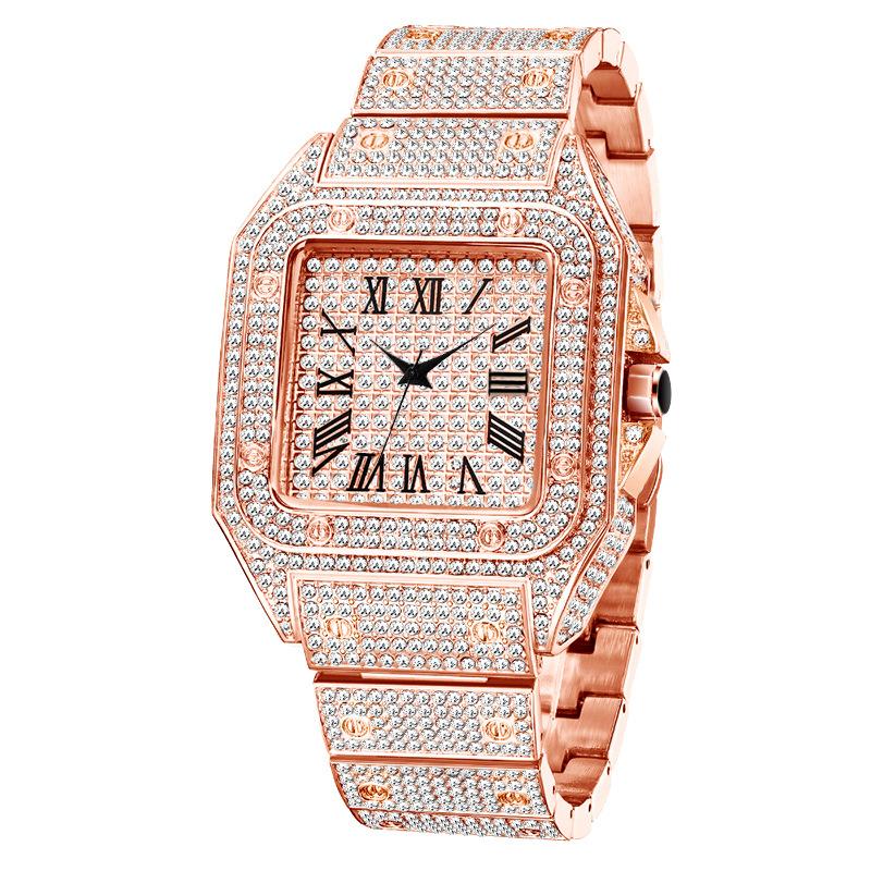 Mens and  Womens 18K gold plated Watches Luxury Unisex   Iced-out Bling CZ Fashion Quartz  Watch