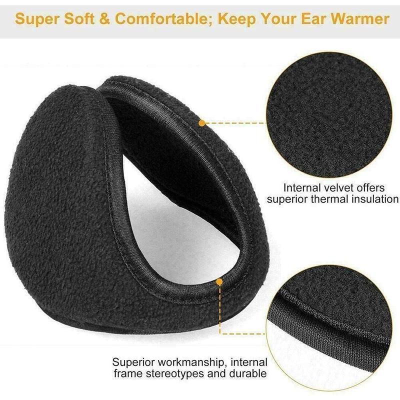 Unisex Classic Fleece Earmuffs for Cold Weather. Ear Warmer Behind the Head.