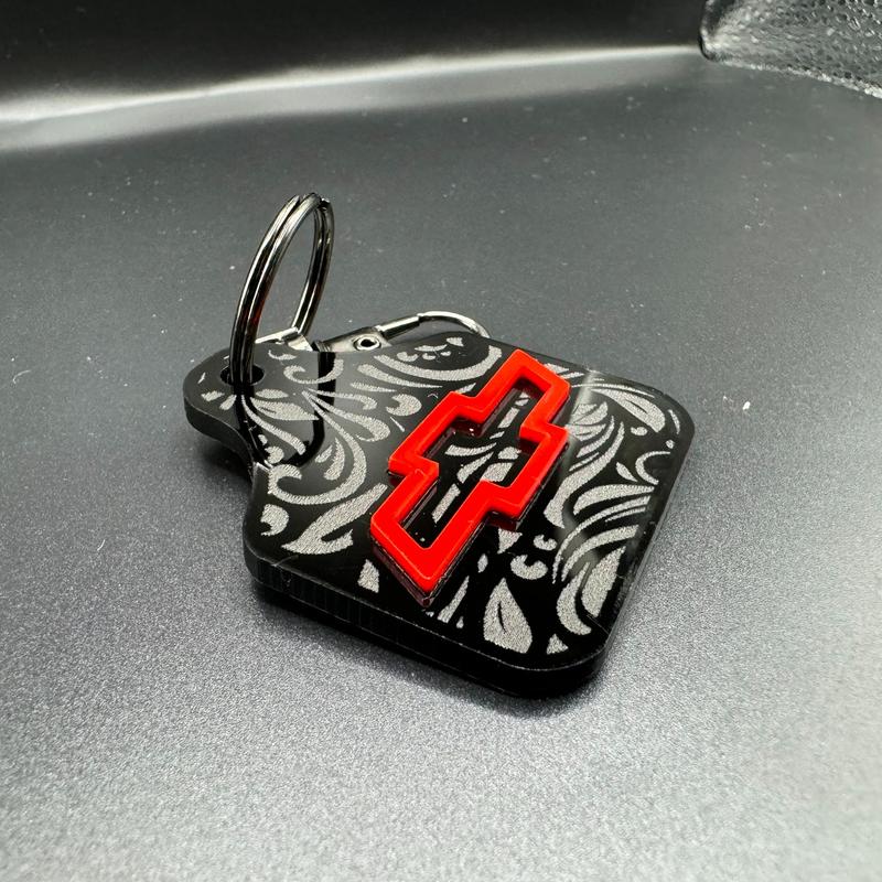 Black Cow Tag Acrylic Car Key Chains