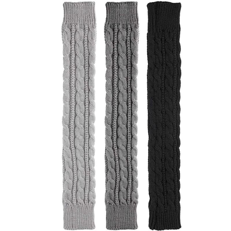 3 Pairs Arm Warmers Long Fingerless Gloves Knit Wrist Warmers with Thumb Hole Open Finger Indoor Outdoor Arm Sleeves