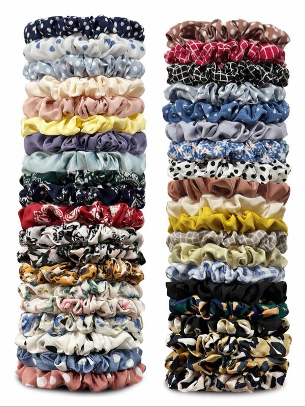 Women's Simple Style Plain Color Hair Scrunchie, 40pcs Casual Trendy Elastic Hair Scrunchie, Minimalist Headwear Suitable for Thick Hair